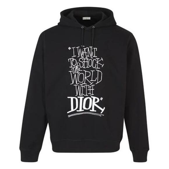 DIOR x SHAWN STUSSY I Want To Shock The World With Dior Hoodie Black Sz S {3Q26} - Picture 1 of 8
